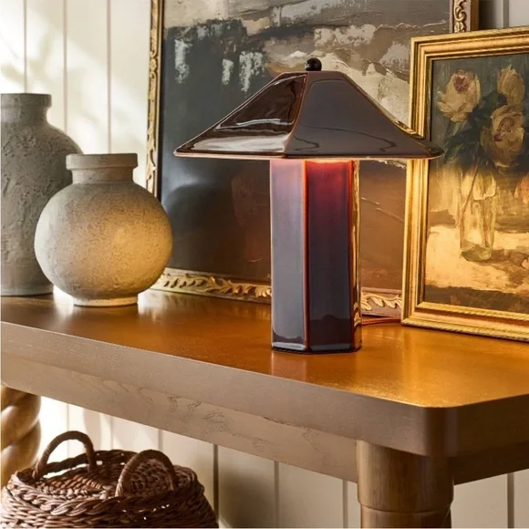 Studio McGee Double Ceramic Maroon Table Lamp